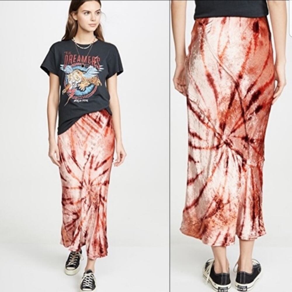 Free People Bali Serious Swagger Tie-Dye Maxi Skirt Size Medium Retro Valentines